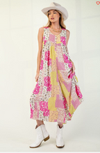 Pink & Lime Patchwork Print Jumpsuit