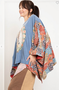 Virgin Mary Print Poncho Top