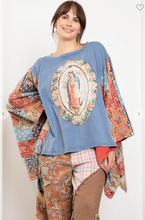 Virgin Mary Print Poncho Top