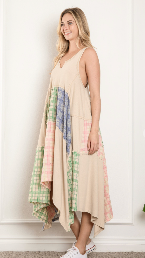 Gypsy Love Patchwork Dress Natural