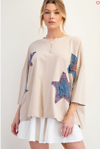 Twilight Star Patch Khaki Top