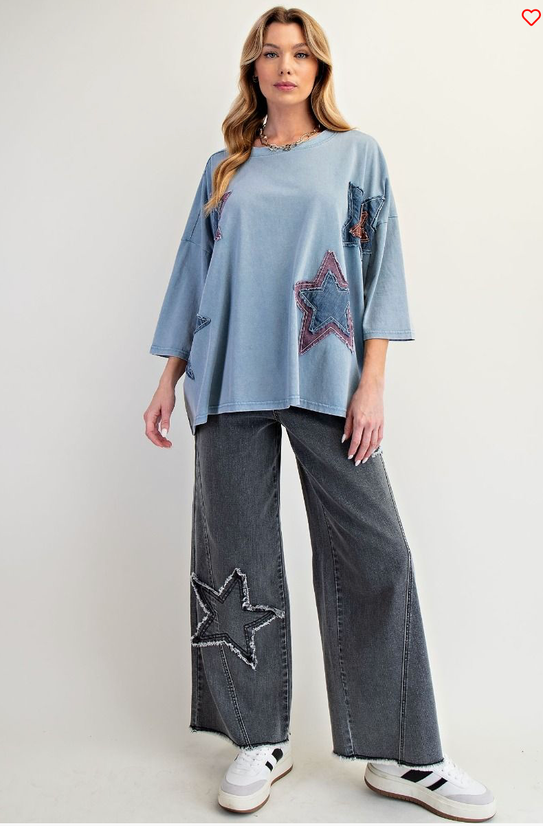 Twilight Star Patch Denim Top