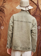 Star Beaded Denim Jacket Sage Grey