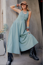 Mineral Washed Teal Palazzo Jumpsuit