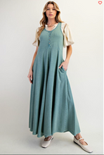 Mineral Washed Teal Palazzo Jumpsuit
