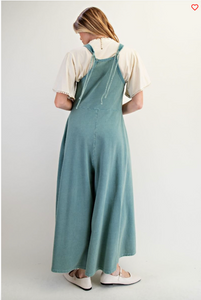 Mineral Washed Teal Palazzo Jumpsuit