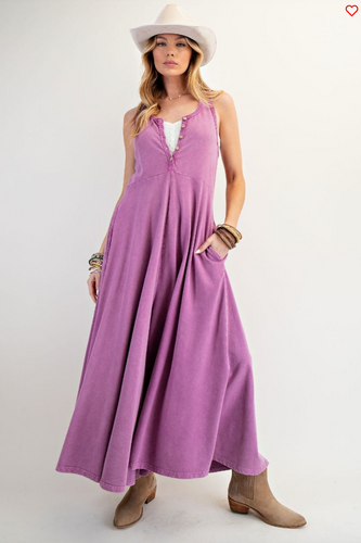 Mineral Washed Orchid Palazzo Jumpsuit