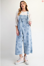Western Print Overalls Dusty Blue