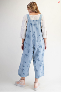 Western Print Overalls Dusty Blue