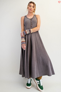 Mineral Washed Coffee Palazzo Jumpsuit