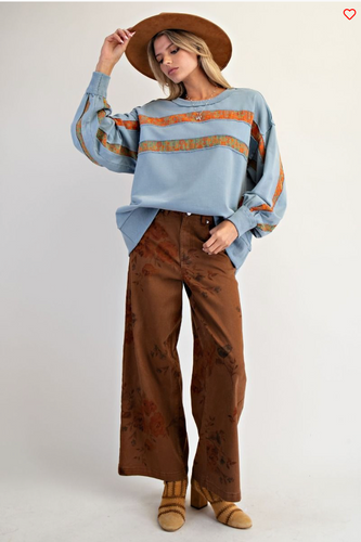 Life's a Stripe Top Dusty Blue