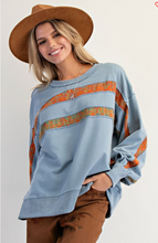 Life's a Stripe Top Dusty Blue
