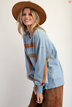 Life's a Stripe Top Dusty Blue