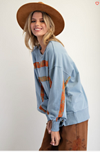 Life's a Stripe Top Dusty Blue