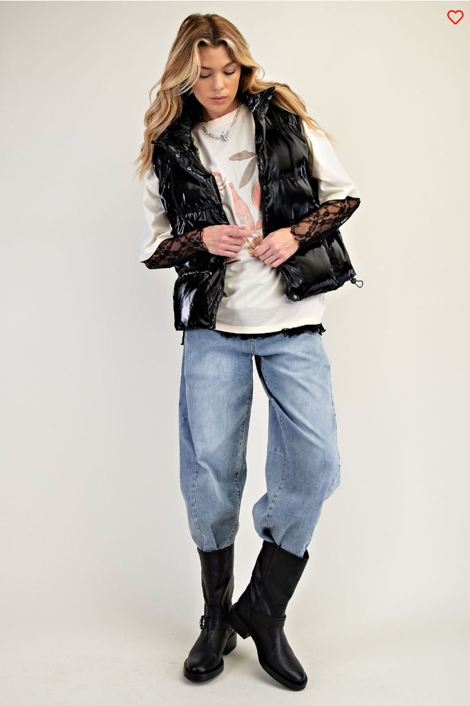 Rock On Black Puff Vest