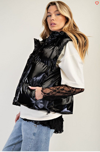 Rock On Black Puff Vest