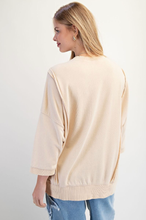 Love Leopard Appliqué Light Khaki Terry Pullover