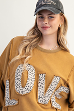 Love Leopard Appliqué Golden Kiwi Terry Pullover