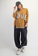 Love Leopard Appliqué Golden Kiwi Terry Pullover