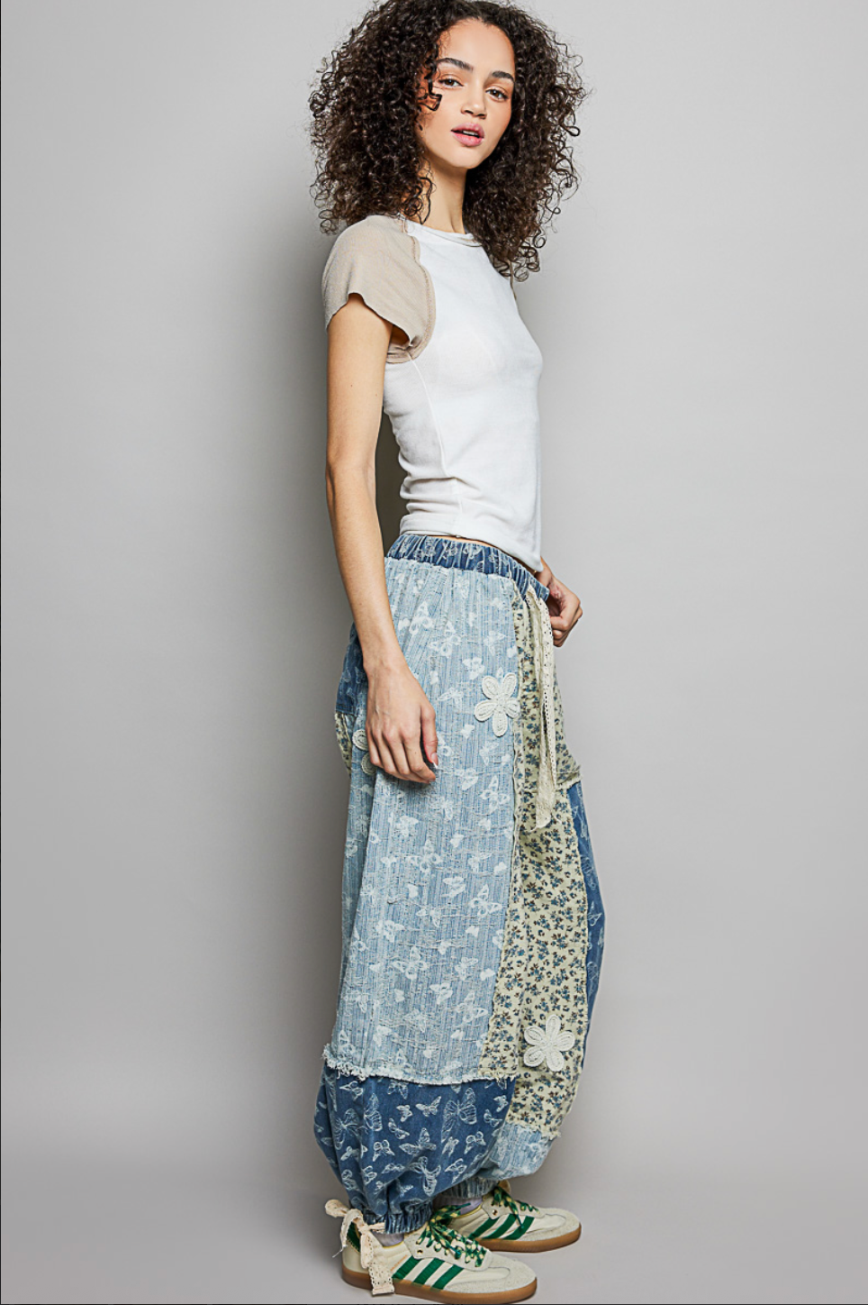 Blue Butterfly Patchwork Pants