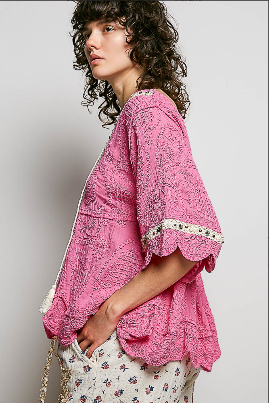The Wildflower Lace-up Top Pink