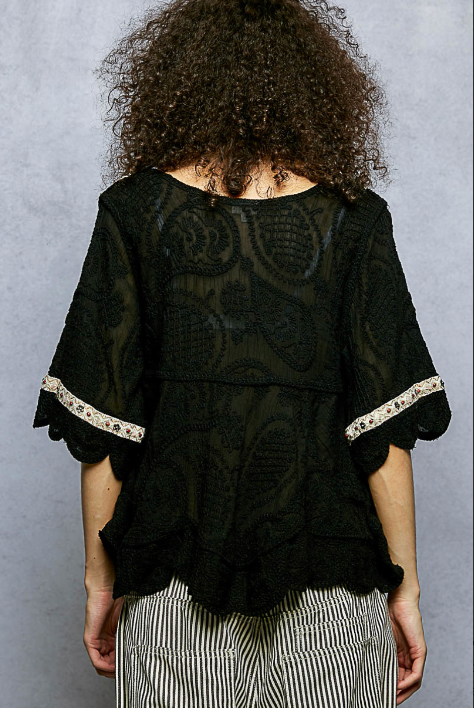 The Wildflower Lace-up Top Black