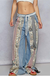 Boho Patchwork Denim Pants