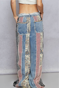 Boho Patchwork Denim Pants
