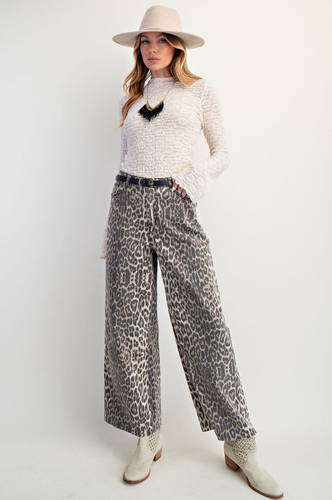 Leopard Denim Pants