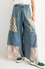 Washed Patch & Star Denim Palazzo Pants