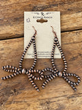Antiqued Copper-Tone Beaded Bow Drop Earrings