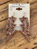 Copper-Tone Floral Lightning Bolt Earrings