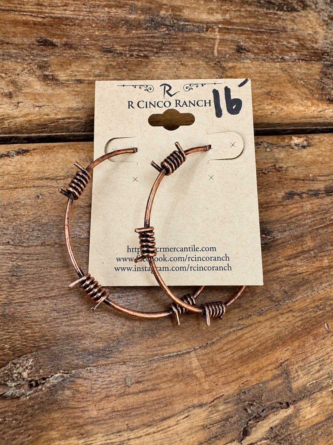 Copper-Tone Barbed Wire Hoop Earrings