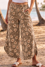 Daisy Drift taupe floral tulip hem pants