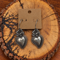 Flaming Heart Hoop Earrings on a plain kraft card