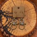 Snaffle Bit Hoop Earrings – Gold-Tone with Silver Accents on a plain kraft card