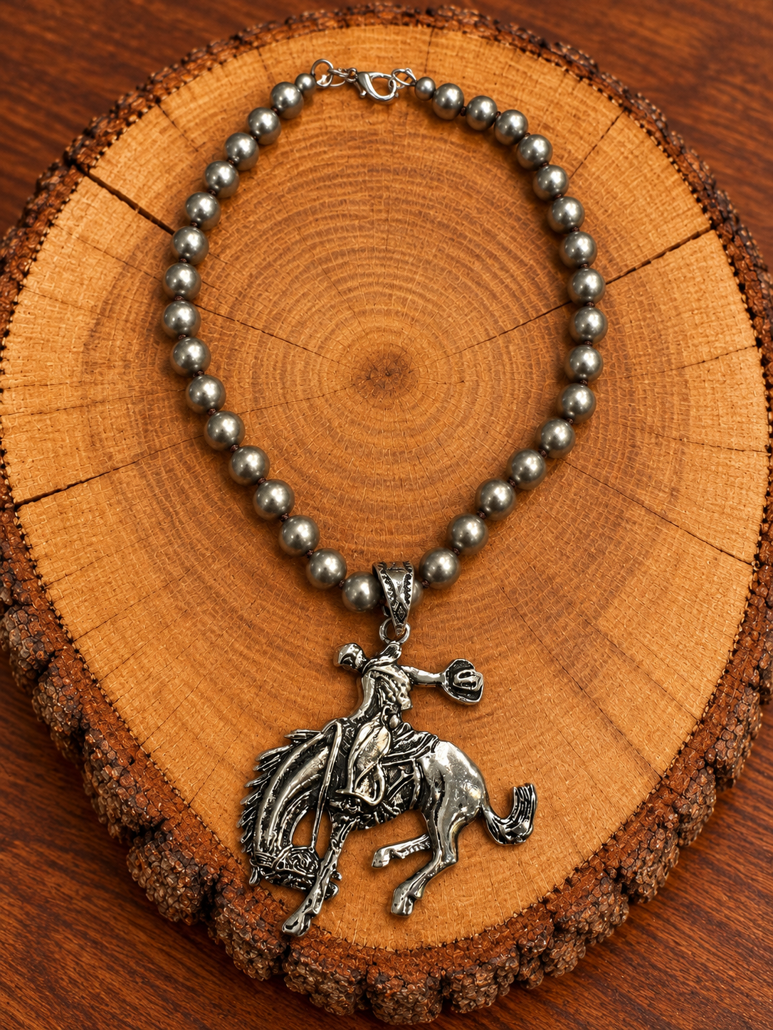 Rodeo Rider Silver-Tone Beaded Necklace