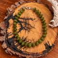 Olive Green Oval Bead Statement Necklace