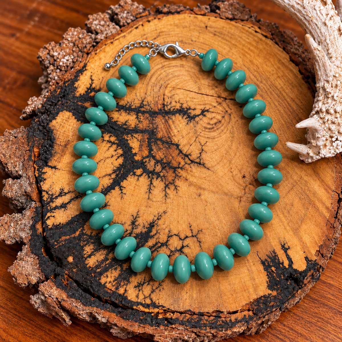 Turquoise Oval Bead Statement Necklace