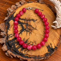 Hot Pink Marbled Round Bead Statement Necklace