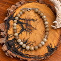 Taupe & Cream Marbled Round Bead Necklace