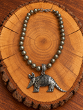 Armadillo Silver-Tone Beaded Necklace