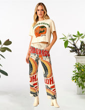 Aloha vintage feed sack wide-leg cotton pants