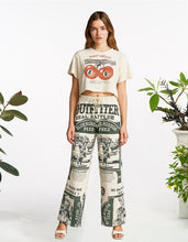 Cow vintage feed sack wide-leg cotton pants