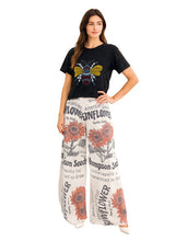 Sunflower vintage feed sack wide-leg cotton pants