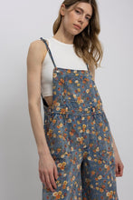 Free Spirit floral denim overalls front detail