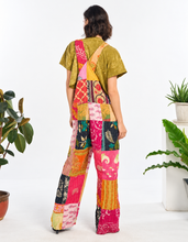 Back view of colorful Kantha cotton patchwork jumpsuit