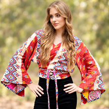 Free Spirit Kantha butterfly wrap top front view