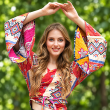 Free Spirit Kantha wrap top dramatic butterfly sleeves