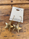 Gold-Tone Puffy Star Hoop Earrings